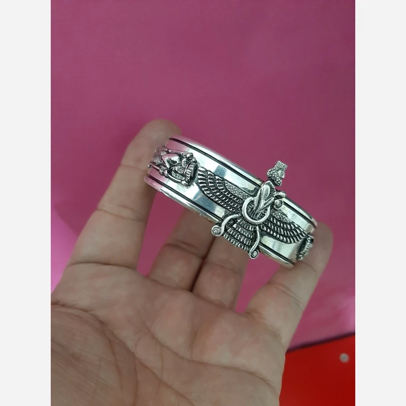 کد 1420 دستبند نقره مردانه طرح باستانی