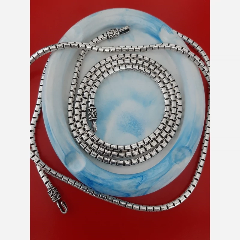 کد 1902 زنجیر نقره تایلندی مدل آجری